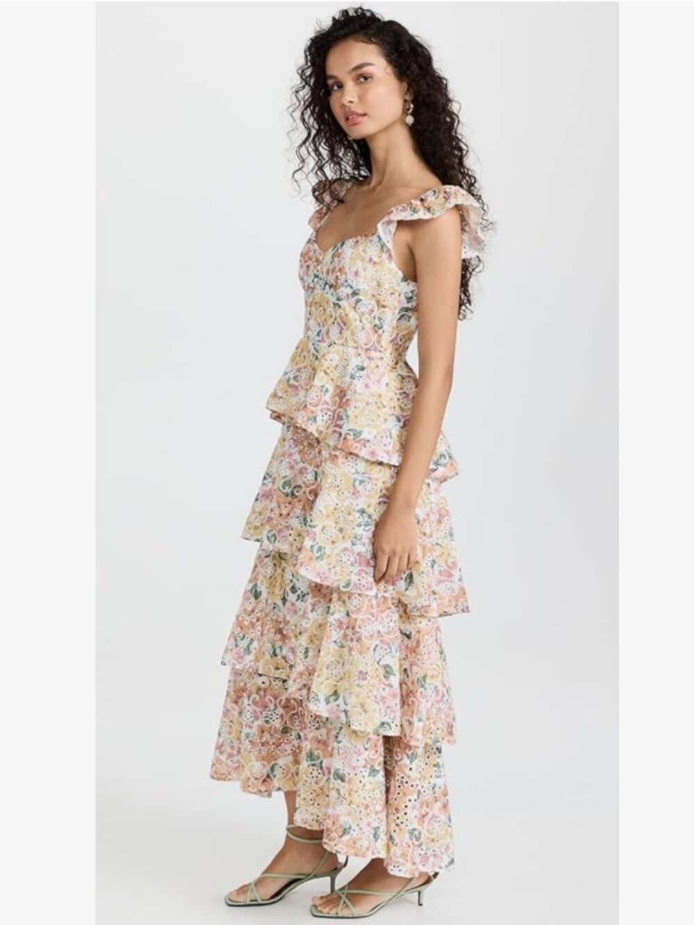 NWT En Saison Presley Embroidered Tiered Floral Midi Dress Women's Large